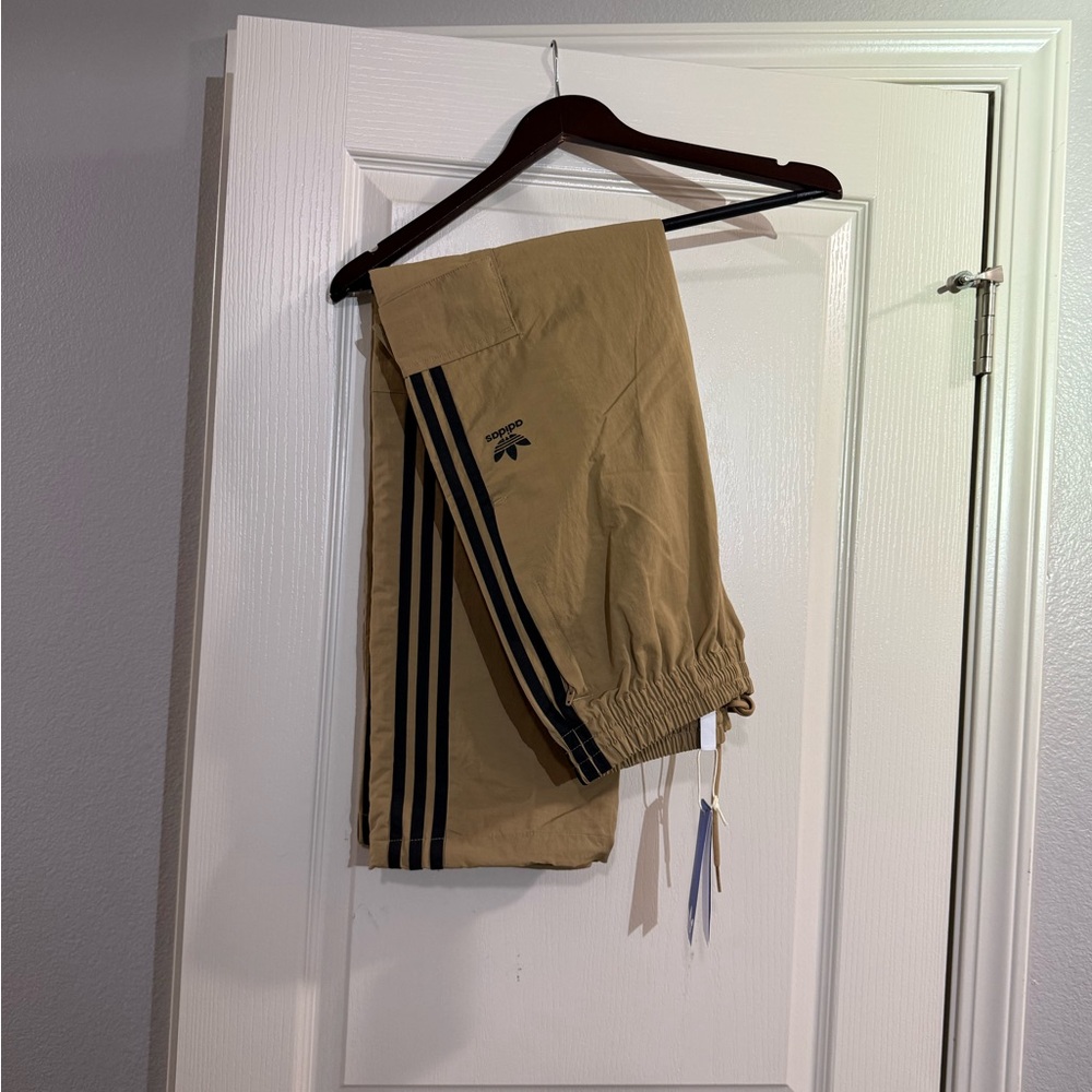 Adidas Cargo Pants in Tan with Black Accents